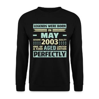 21e anniversaire mai Vintage 2003 idée cadeau - Sweat-shirt Unisexe - noir - Devant - Alina (178cm) & Michal (187cm)