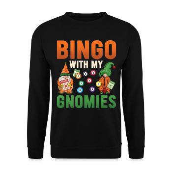 Bingo Mit Meinen Gnomies Lustiges Bingo - Unisex Pullover - Schwarz - Vorne - Alina (178cm) & Michal (187cm)