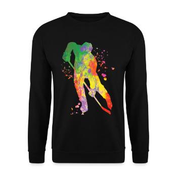 Eishockeyspieler Jungen Eishockey - Unisex Pullover - Schwarz - Vorne - Alina (178cm) & Michal (187cm)