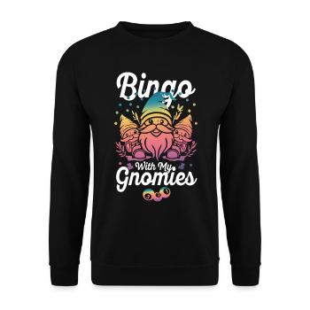 Bingo Mit Meinen Gnomies Lustiges Bingo - Unisex Pullover - Schwarz - Vorne - Alina (178cm) & Michal (187cm)