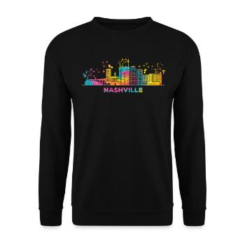 Nashvillian Skyline Nashville - Unisex Pullover - Schwarz - Vorne - Alina (178cm) & Michal (187cm)