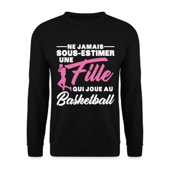Ein Mädchen spielt Basketball Geschenk Humor - Unisex Pullover - Schwarz - Vorne - Alina (178cm) & Michal (187cm)