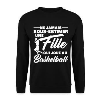 Ein Mädchen spielt Basketball Geschenk Humor - Unisex Pullover - Schwarz - Vorne - Alina (178cm) & Michal (187cm)
