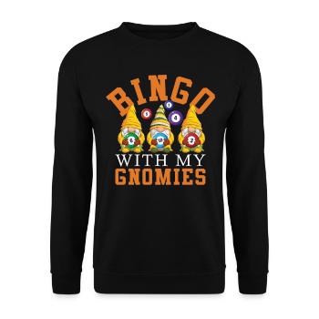 Bingo Mit Meinen Gnomies Lustiges Bingo - Unisex Pullover - Schwarz - Vorne - Alina (178cm) & Michal (187cm)