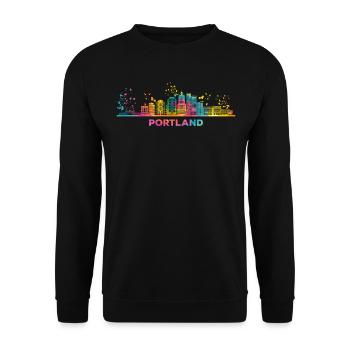 Portlander Skyline Portland - Unisex Sweatshirt - black - Front - Alina (178cm) & Michal (187cm)
