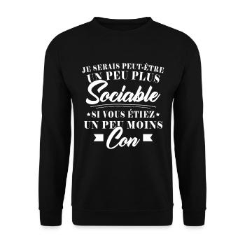 Ich wäre geselliger, wenn du weniger dumm wärst - Unisex Pullover - Schwarz - Vorne - Alina (178cm) & Michal (187cm)