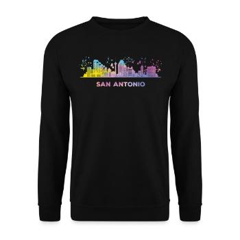 San Antonian Skyline San Antonio - Unisex Sweatshirt - black - Front - Alina (178cm) & Michal (187cm)