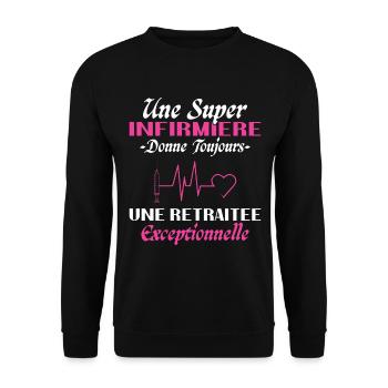 Pensionierte Krankenschwester Humor, Ruhestandsgeschenk - Unisex Pullover - Schwarz - Vorne - Alina (178cm) & Michal (187cm)