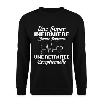 Pensionierte Krankenschwester Humor, Ruhestandsgeschenk - Unisex Pullover - Schwarz - Vorne - Alina (178cm) & Michal (187cm)
