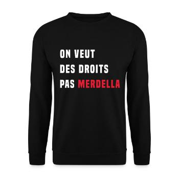on veut des droits pas merdella - Sweat-shirt Unisexe - noir - Devant - Alina (178cm) & Michal (187cm)