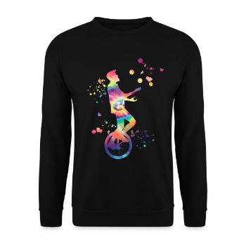 Einradfahrer Einradfahren Einrad - Unisex Pullover - Schwarz - Vorne - Alina (178cm) & Michal (187cm)