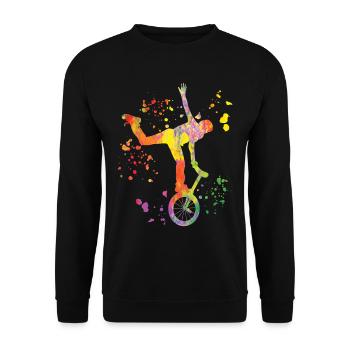 Einradfahrer Einradfahren Einrad - Unisex Pullover - Schwarz - Vorne - Alina (178cm) & Michal (187cm)