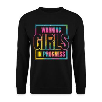 Attention Girls Trip en cours - Sweat-shirt Unisexe - noir - Devant - Alina (178cm) & Michal (187cm)
