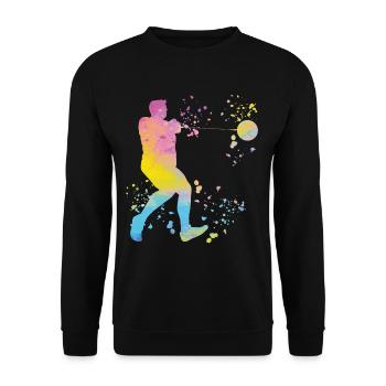 Hammerwerfer Colorsplash Hammerwerfen - Unisex Pullover - Schwarz - Vorne - Alina (178cm) & Michal (187cm)