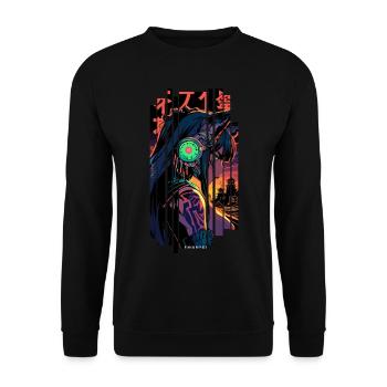 Geometrische Werwolf-Frau - Unisex Pullover - Schwarz - Vorne - Alina (178cm) & Michal (187cm)