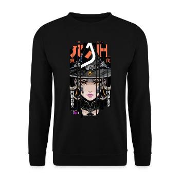 Halloween Woman Geometric Effect Orange Witch - Unisex Sweatshirt - black - Front - Alina (178cm) & Michal (187cm)