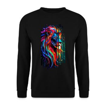 Lion Géométrique multicolore - Sweat-shirt Unisexe - noir - Devant - Alina (178cm) & Michal (187cm)