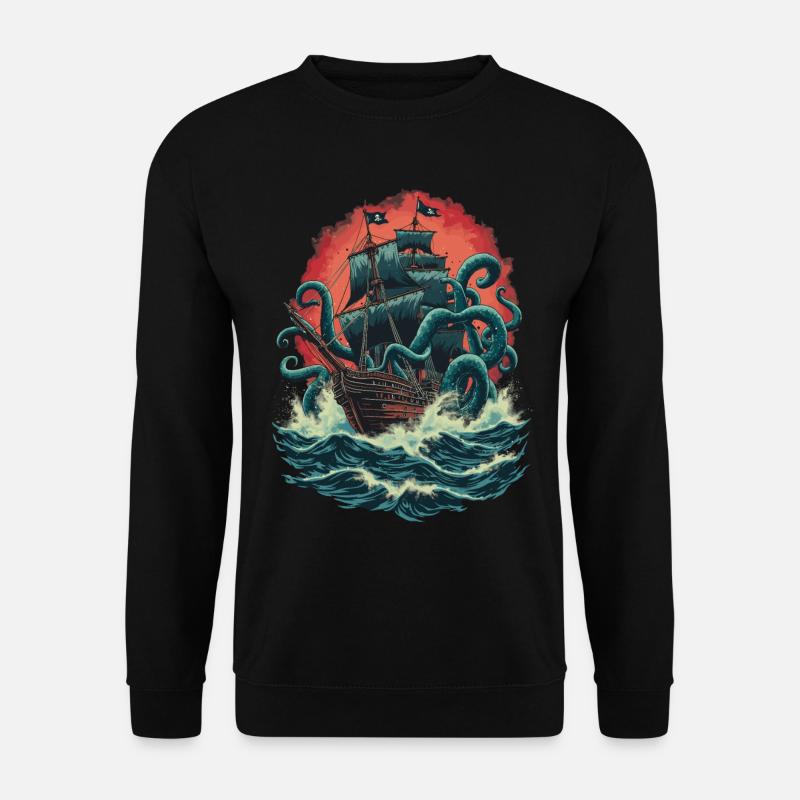 Bateau pirate Kraken Ocean Bataille Monstre marin géant - Sweat-shirt Unisexe - noir