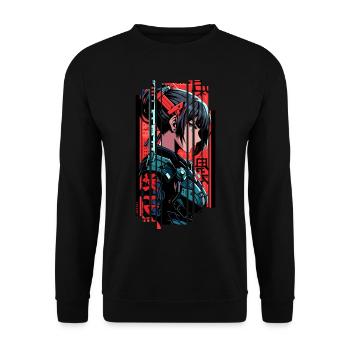 Woman Cyborg japon Kanji rouge - Sweat-shirt Unisexe - noir - Devant - Alina (178cm) & Michal (187cm)