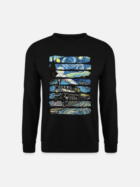 Vintage Zug Sternennacht Van Gogh Lokomotive - Unisex Pullover - Schwarz