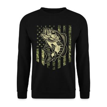 Camo Drapeau américain Amateur de pêche à l’achigan - Sweat-shirt Unisexe - noir - Devant - Alina (178cm) & Michal (187cm)