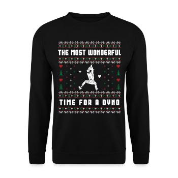 Rock Climbing Ugly Christmas Sweater - Unisex Sweatshirt - black - Front - Alina (178cm) & Michal (187cm)