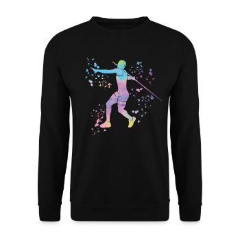 Javelin Throw Colorsplash Javelin Throw - Unisex Sweatshirt - black - Front - Alina (178cm) & Michal (187cm)