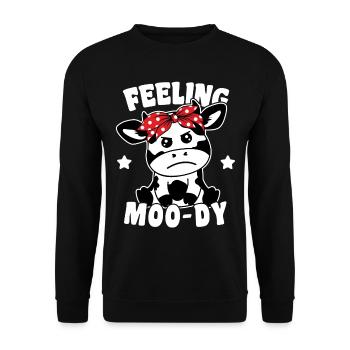 Vache mignonne se sentant lunatique, jeu de mots drôle - Sweat-shirt Unisexe - noir - Devant - Alina (178cm) & Michal (187cm)