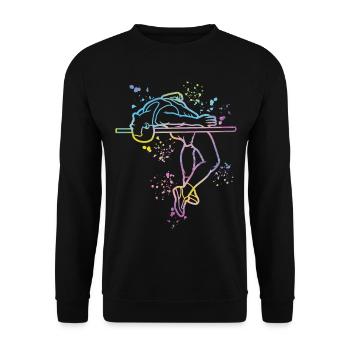 Hochspringer Wasserfarben Hochsprung - Unisex Pullover - Schwarz - Vorne - Alina (178cm) & Michal (187cm)