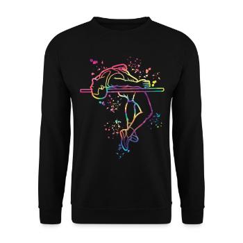Hochspringer Wasserfarben Hochsprung - Unisex Pullover - Schwarz - Vorne - Alina (178cm) & Michal (187cm)