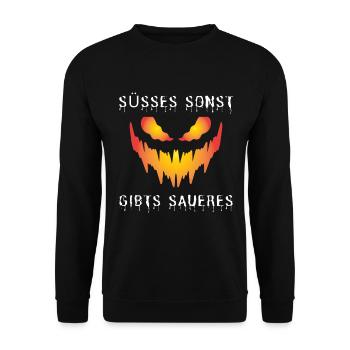 Halloween T-Shirt - Geschenkidee - Unisex Pullover - Schwarz - Vorne - Alina (178cm) & Michal (187cm)
