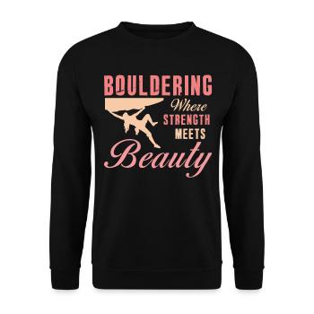 Bouldering Strength Meets Beauty Bouldering - Unisex Sweatshirt - black - Front - Alina (178cm) & Michal (187cm)