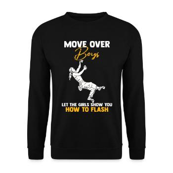 Macht Platz Jungs Boulderer Bouldern - Unisex Pullover - Schwarz - Vorne - Alina (178cm) & Michal (187cm)