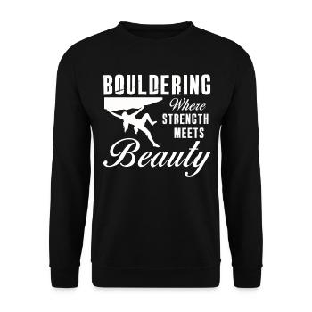 Bouldern Stärke Trifft Auf Schönheit Boulder - Unisex Pullover - Schwarz - Vorne - Alina (178cm) & Michal (187cm)