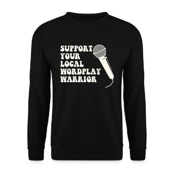 Poetry Slam Pun Warrior Slam Poetry - Unisex Sweatshirt - black - Front - Alina (178cm) & Michal (187cm)