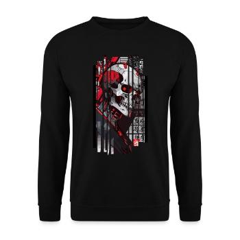 Cyborg skull kanji - Unisex Sweatshirt - black - Front - Alina (178cm) & Michal (187cm)