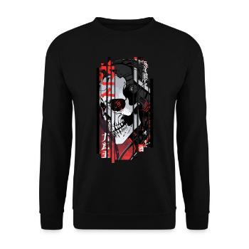 Cyborg black kanji skull - Unisex Sweatshirt - black - Front - Alina (178cm) & Michal (187cm)