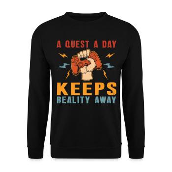Jouer à Gamer A Quest A Day - Sweat-shirt Unisexe - noir - Devant - Alina (178cm) & Michal (187cm)