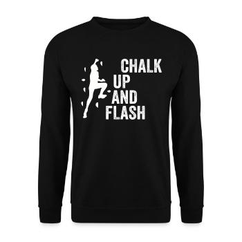 Boulderer Chalk Up Und Flash Bouldering - Unisex Pullover - Schwarz - Vorne - Alina (178cm) & Michal (187cm)