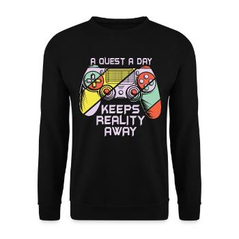 Jouer à Gamer A Quest A Day - Sweat-shirt Unisexe - noir - Devant - Alina (178cm) & Michal (187cm)