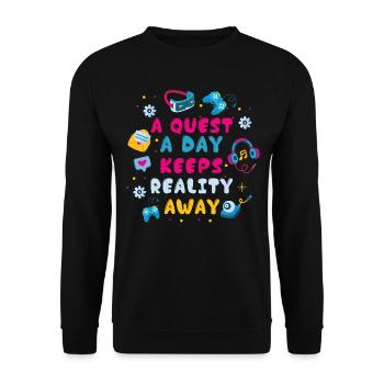 Jouer à Gamer A Quest A Day - Sweat-shirt Unisexe - noir - Devant - Alina (178cm) & Michal (187cm)