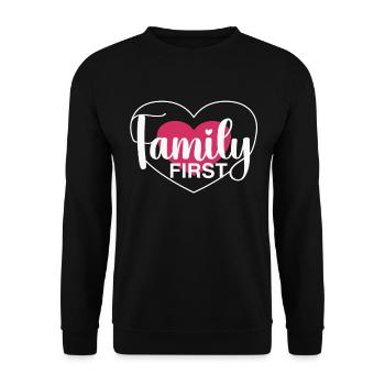 Family First - Heart & Love - Unisex Sweatshirt - black - Front - Alina (178cm) & Michal (187cm)