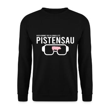 Pistensau Skier Fun - Unisex Sweatshirt - black - Front - Alina (178cm) & Michal (187cm)