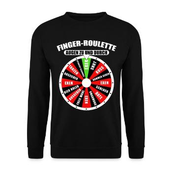 Roulette à doigts Les yeux fermés et à travers l’enterrement de vie de garçon de Majorque - Sweat-shirt Unisexe - noir - Devant - Alina (178cm) & Michal (187cm)