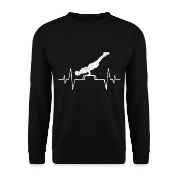 Calisthenics Herzschlag - Unisex Pullover - Schwarz - Vorne - Alina (178cm) & Michal (187cm)