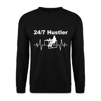 24/7 Hustler – Work Mode On - Unisex Sweatshirt - black - Front - Alina (178cm) & Michal (187cm)