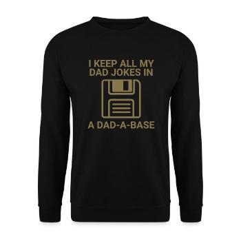 I keep all my dad jokes in a Dad-a-base - Unisex Pullover - Schwarz - Vorne - Alina (178cm) & Michal (187cm)