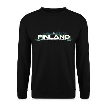 Finland - Northern Lights Experience - Unisex Sweatshirt - black - Front - Alina (178cm) & Michal (187cm)