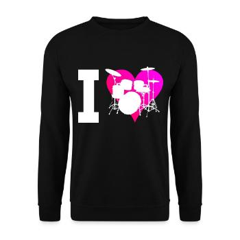 Drum Kit Men Women Percussionist Drummer - Unisex Sweatshirt - black - Front - Alina (178cm) & Michal (187cm)