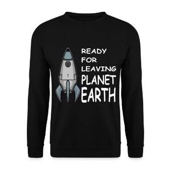 Quitter la planète Terre, Fusée dans l’espace, Chemise - Sweat-shirt Unisexe - noir - Devant - Alina (178cm) & Michal (187cm)